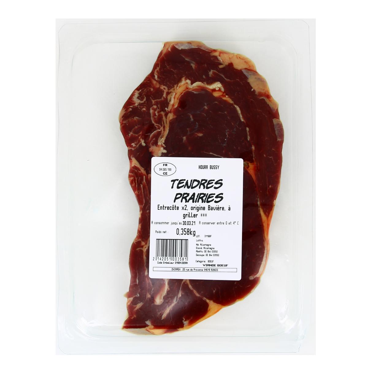 2142051000000 - Aux Tendres Prairies - 2 Entrecôtes de Boeuf Race Simmental à griller 2x200g