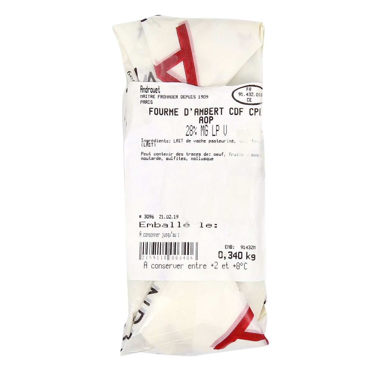 2159110000000 - Androuet, Maître Fromager - Fourme d'Ambert AOP - Lait de vache pasteurisé