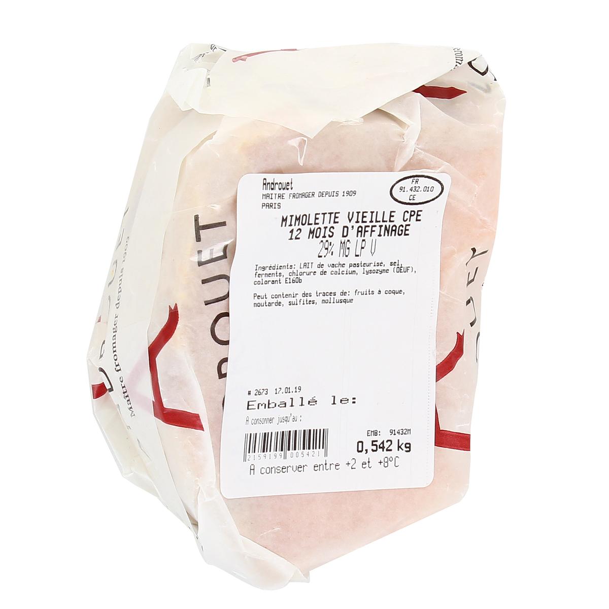 2159199000000 - Androuet, Maître Fromager - Mimolette Vieille 12 mois - Lait de vache pasteurisé