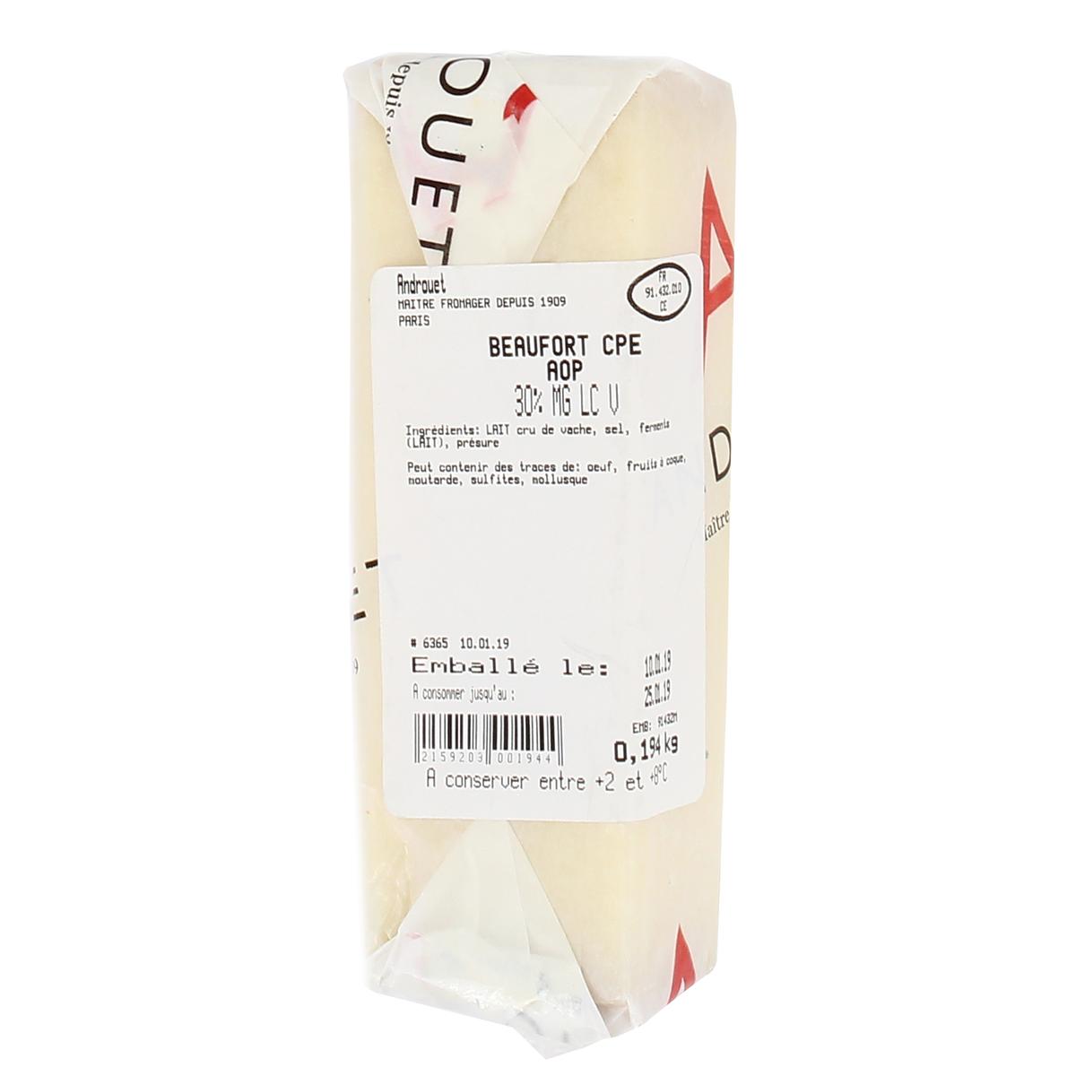 2159203000000 - Androuet, Maître Fromager - Beaufort d'été AOP - Lait de vache cru