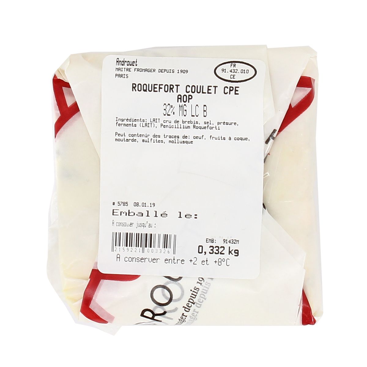 2159221000000 - Androuet, Maître Fromager - Roquefort d'artisan AOP - Lait de brebis cru
