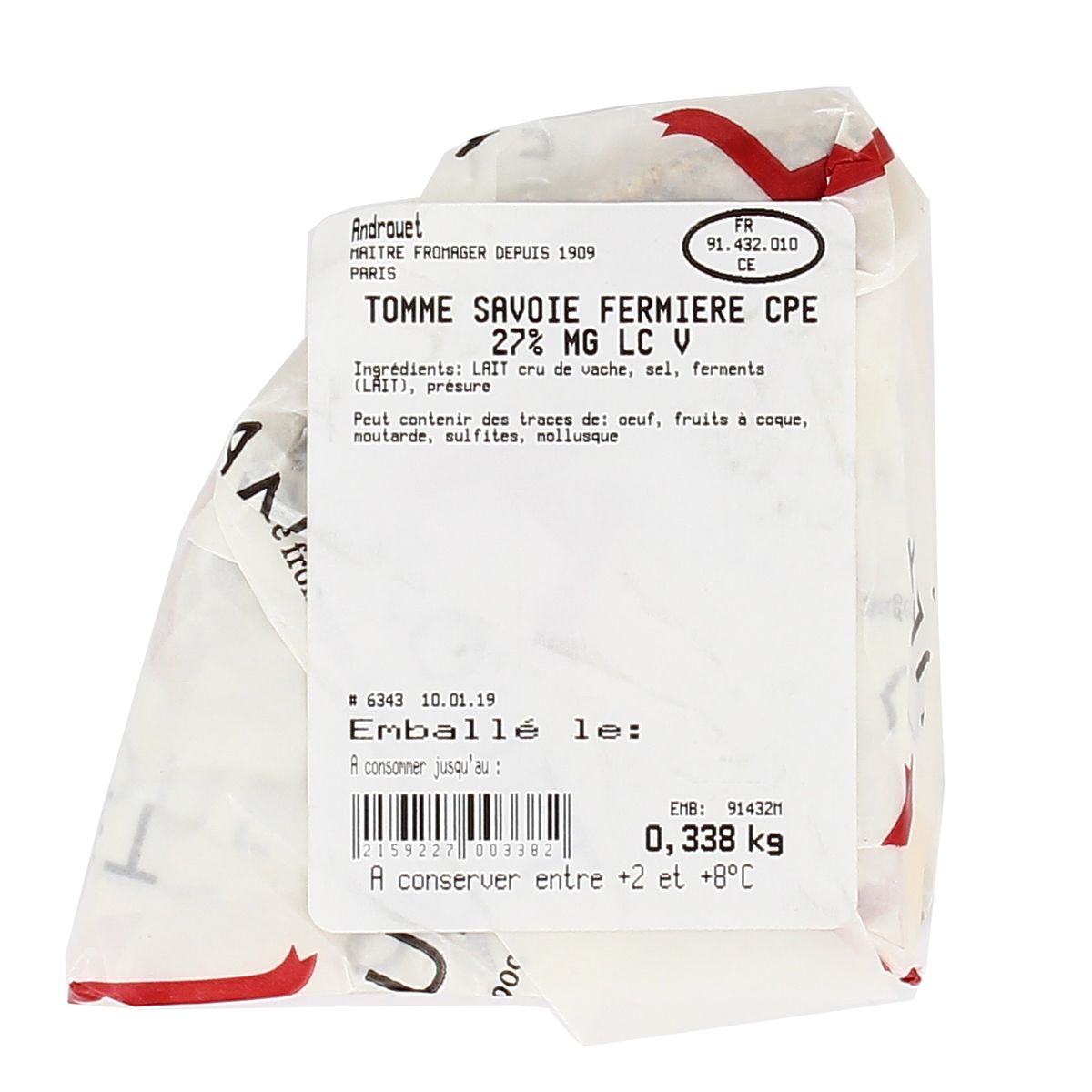 2159227000000 - Androuet, Maître Fromager - Tomme de Savoie Fermière - Lait de vache cru