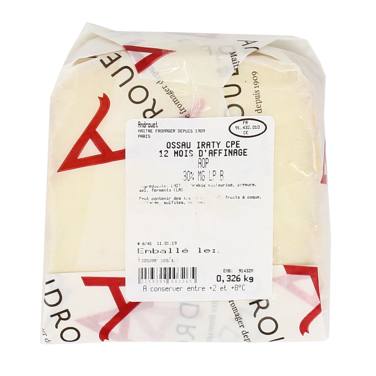 2159399000000 - Androuet, Maître Fromager - Ossau Iraty AOP - Lait de brebis cru