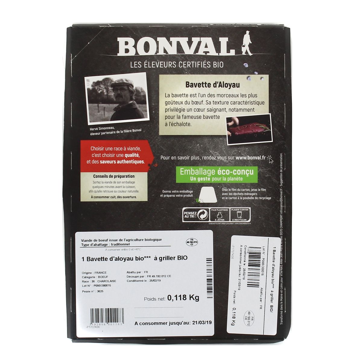 2192856000000 - Bonval - Bavette d'Aloyau de Boeuf Bio à Griller