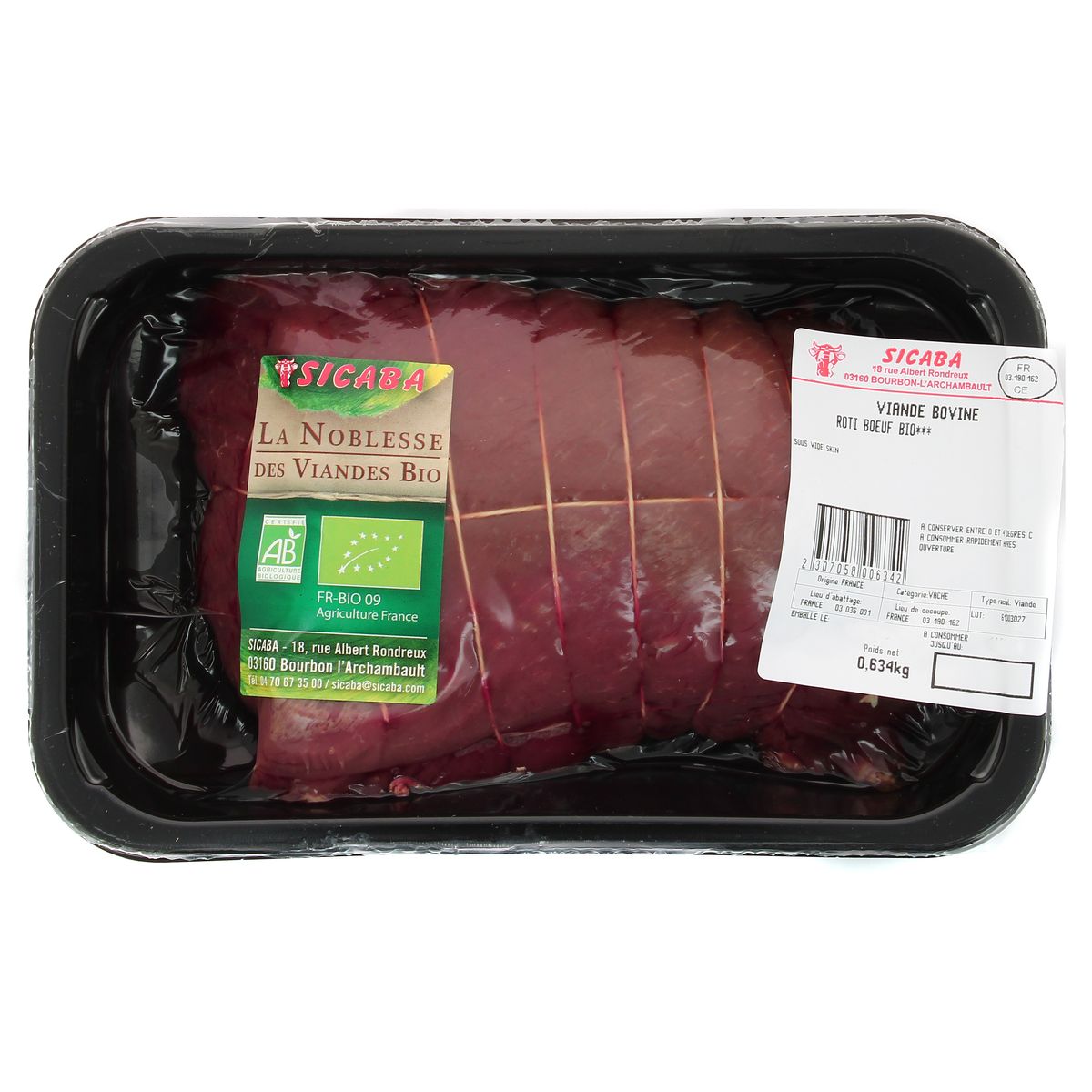 2307058000000 - La Noblesse Des Viandes Bio - Rôti de Boeuf bio