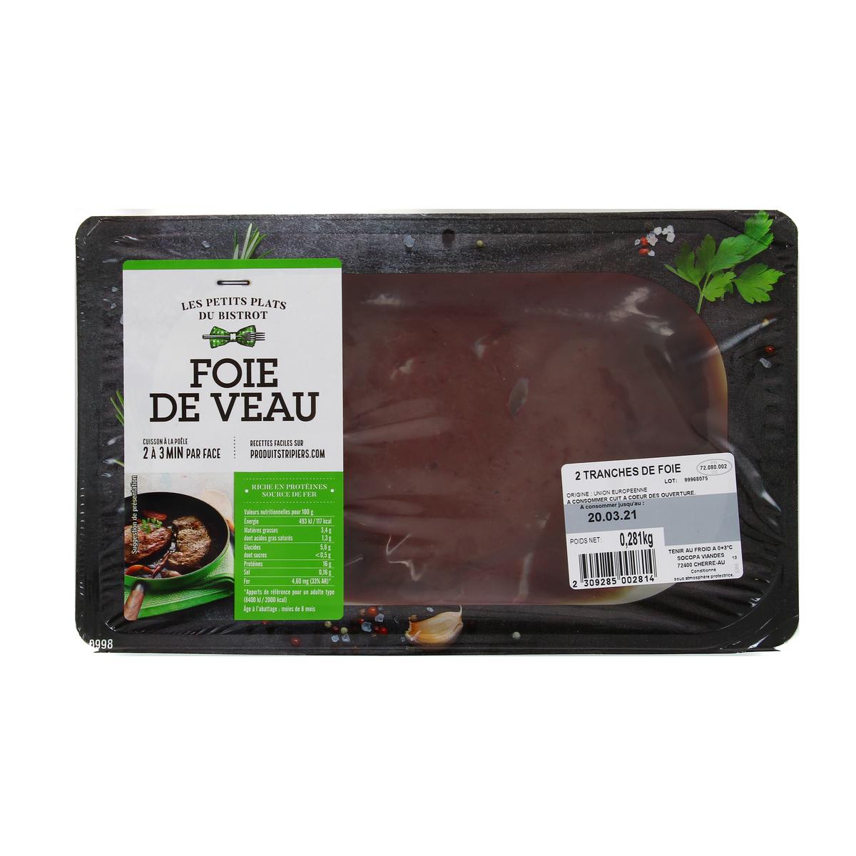 Acheter Les Petits Plats Du Bistrot 2 Tranches De Foie De Veau 2x130g
