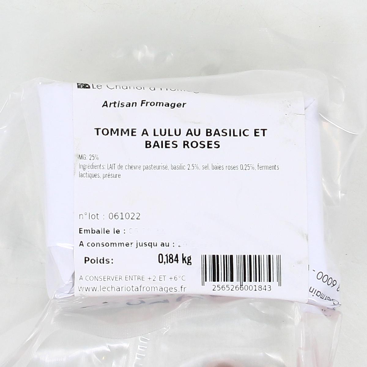 2565266000000 - Le Chariot à fromages, Artisan Fromager - Tomme à Lulu au basilic et baies roses - Lait de chèvre pasteurisé