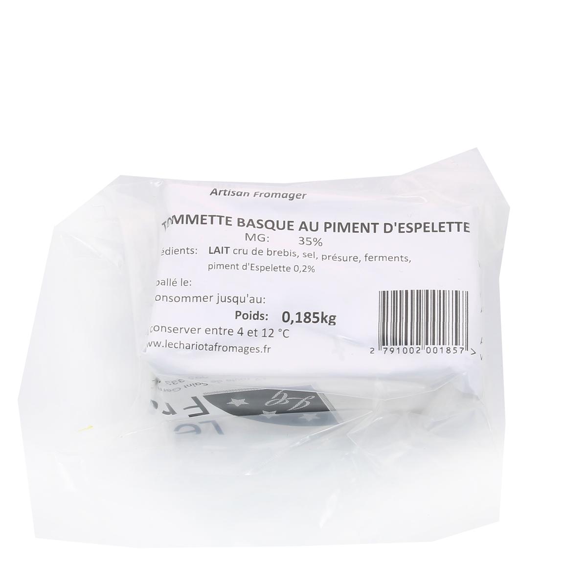 2791002000000 - Le Chariot à fromages, Artisan Fromager - Tommette Artisanale Au Piment D'Espelette - Lait de brebis cru