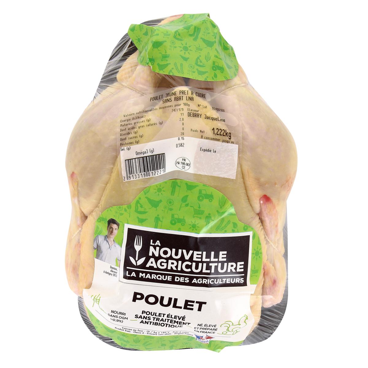 3435660748806 - La Nouvelle Agriculture - Poulet Jaune entier prêt à cuire Bleu Blanc Coeur