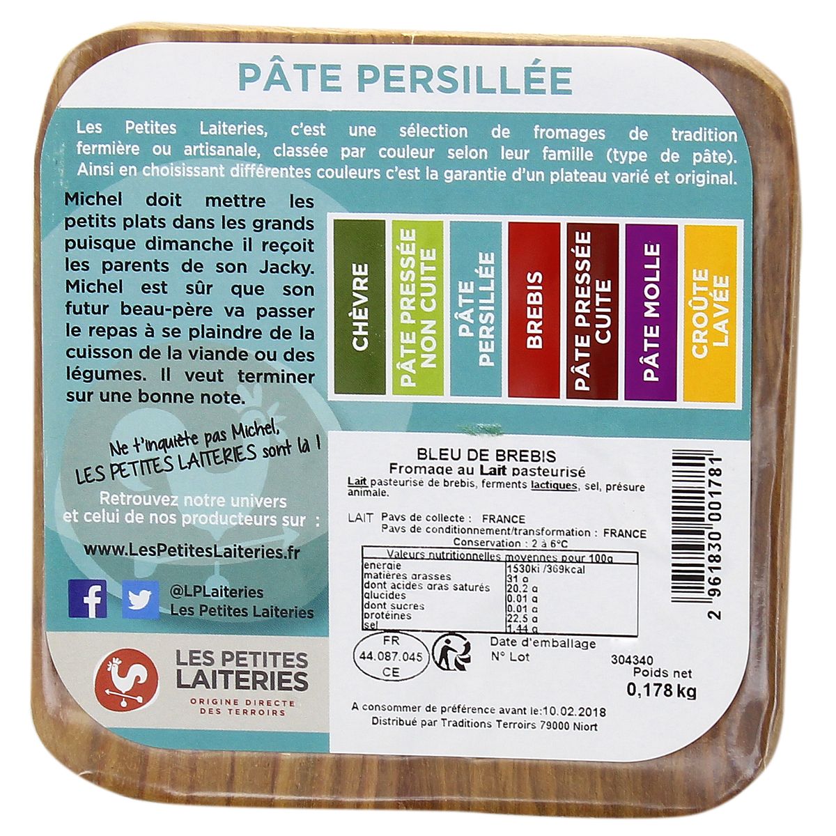 2961830000000 - Les Petites Laiteries - Bleu des Basques - Lait de brebis pasteurisé