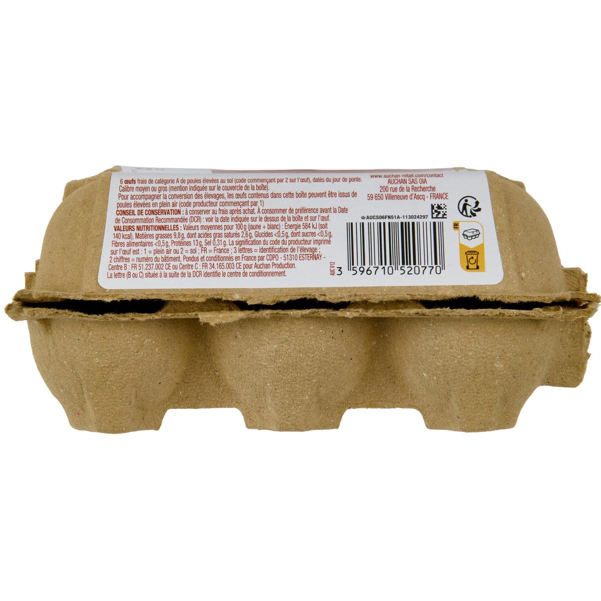 3596710520800 - Auchan - Oeufs de poules élevées au sol