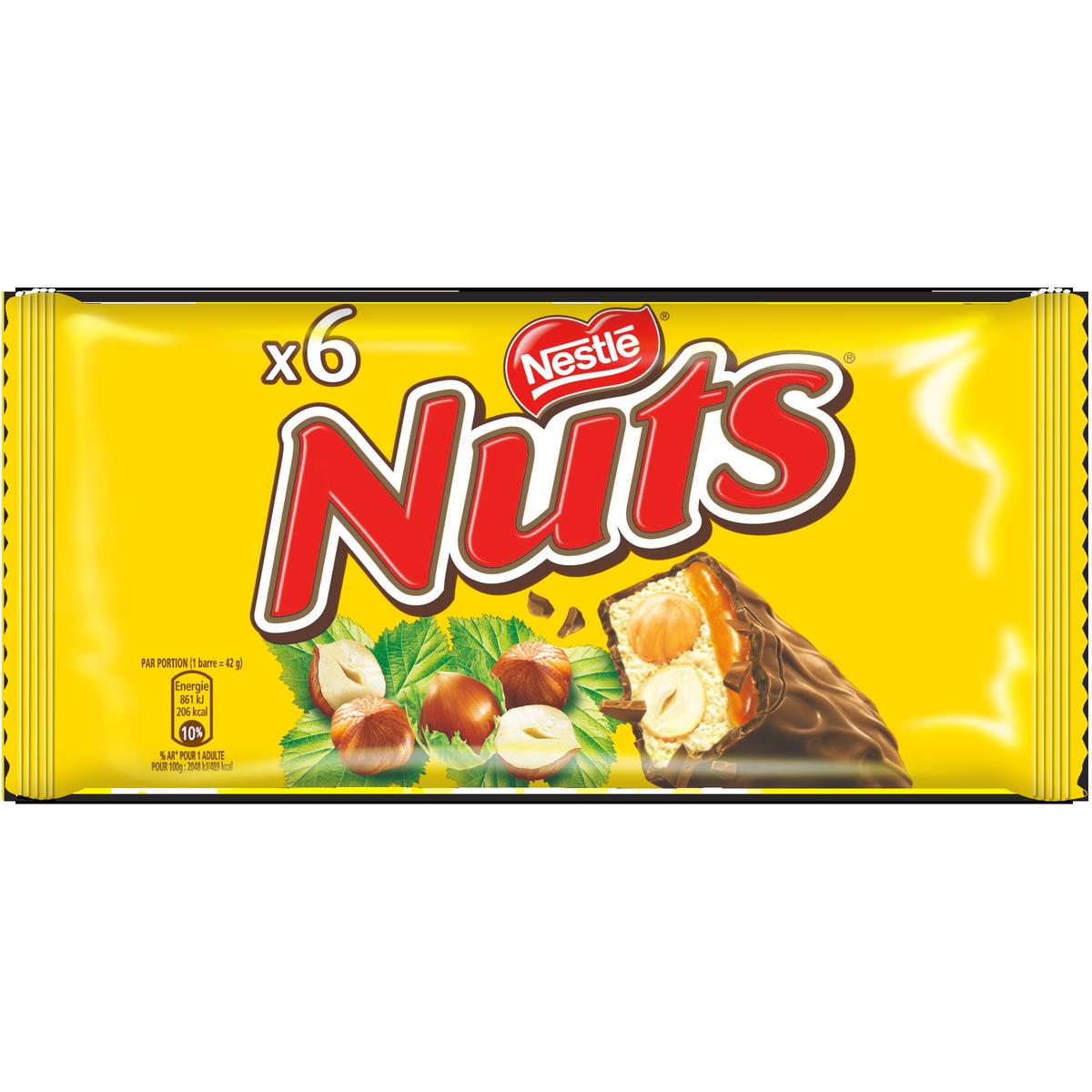 Livraison à domicile Nuts Barres de chocolat et noisettes, 6x42g
