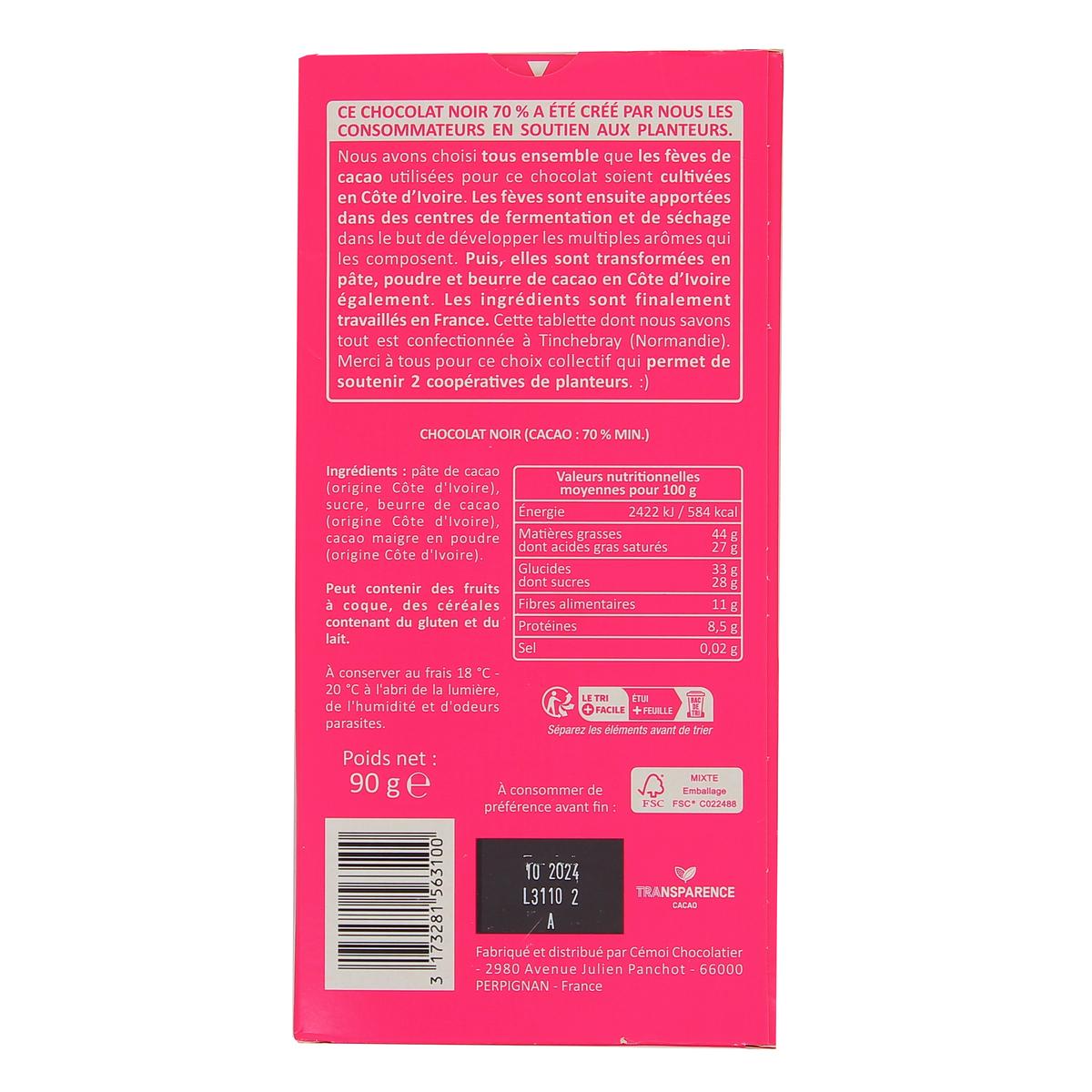 3173281563100 - C'est qui le Patron - Tablette de chocolat noir dégustation 70% de cacao