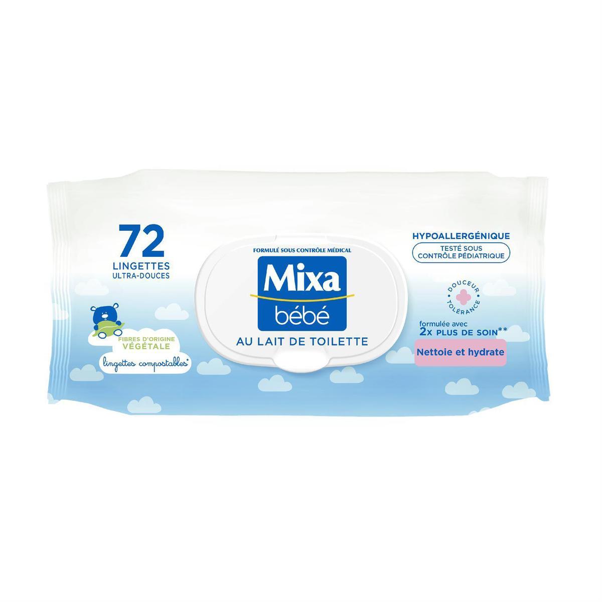 Lingettes Mixa bébé à l'eau minérale naturelle -x72 