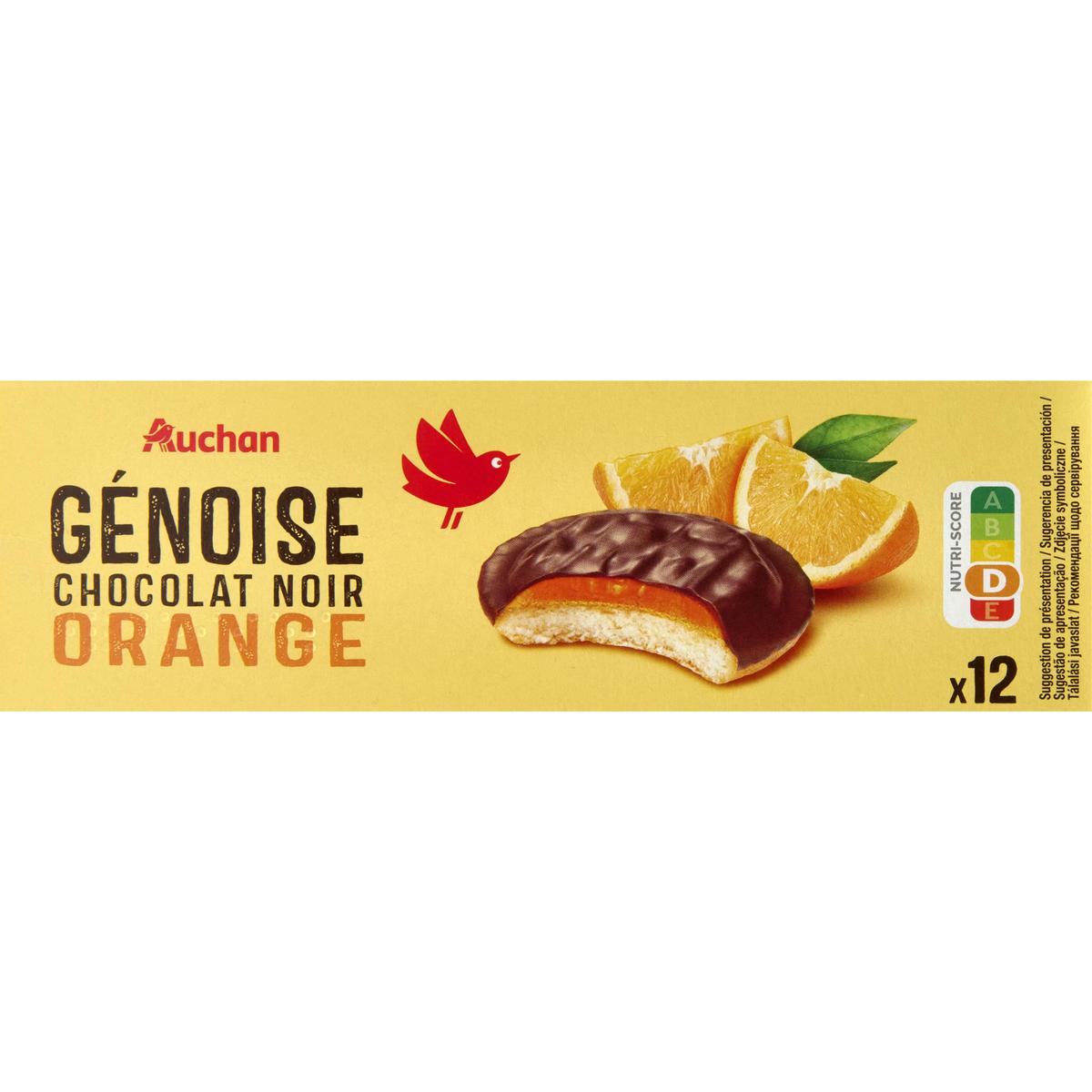 3254560035300 - Auchan - Génoises nappées de chocolat noir saveur orange x12