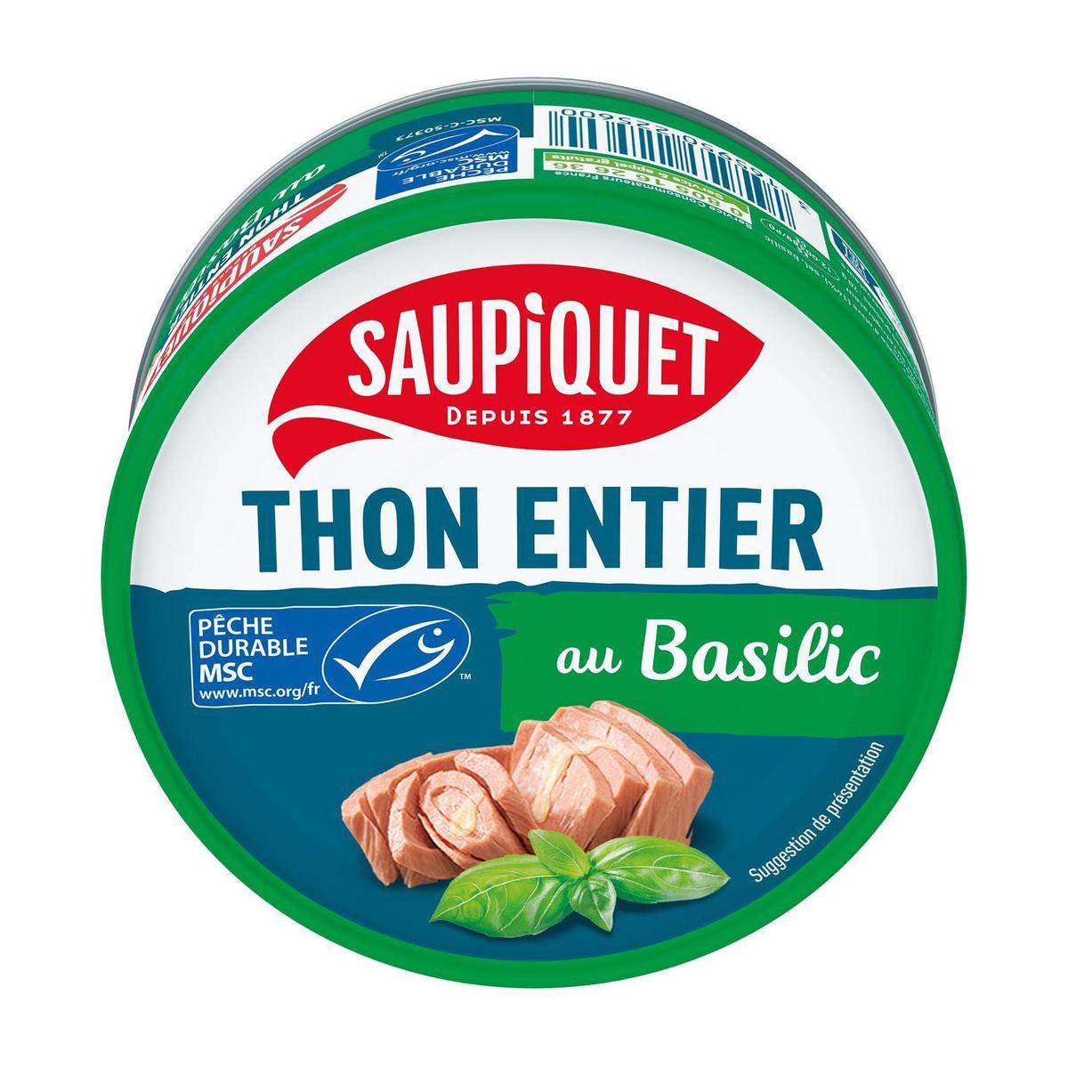 3165950225600 - Saupiquet - Thon entier à l'Huile d'Olive et Basilic MSC