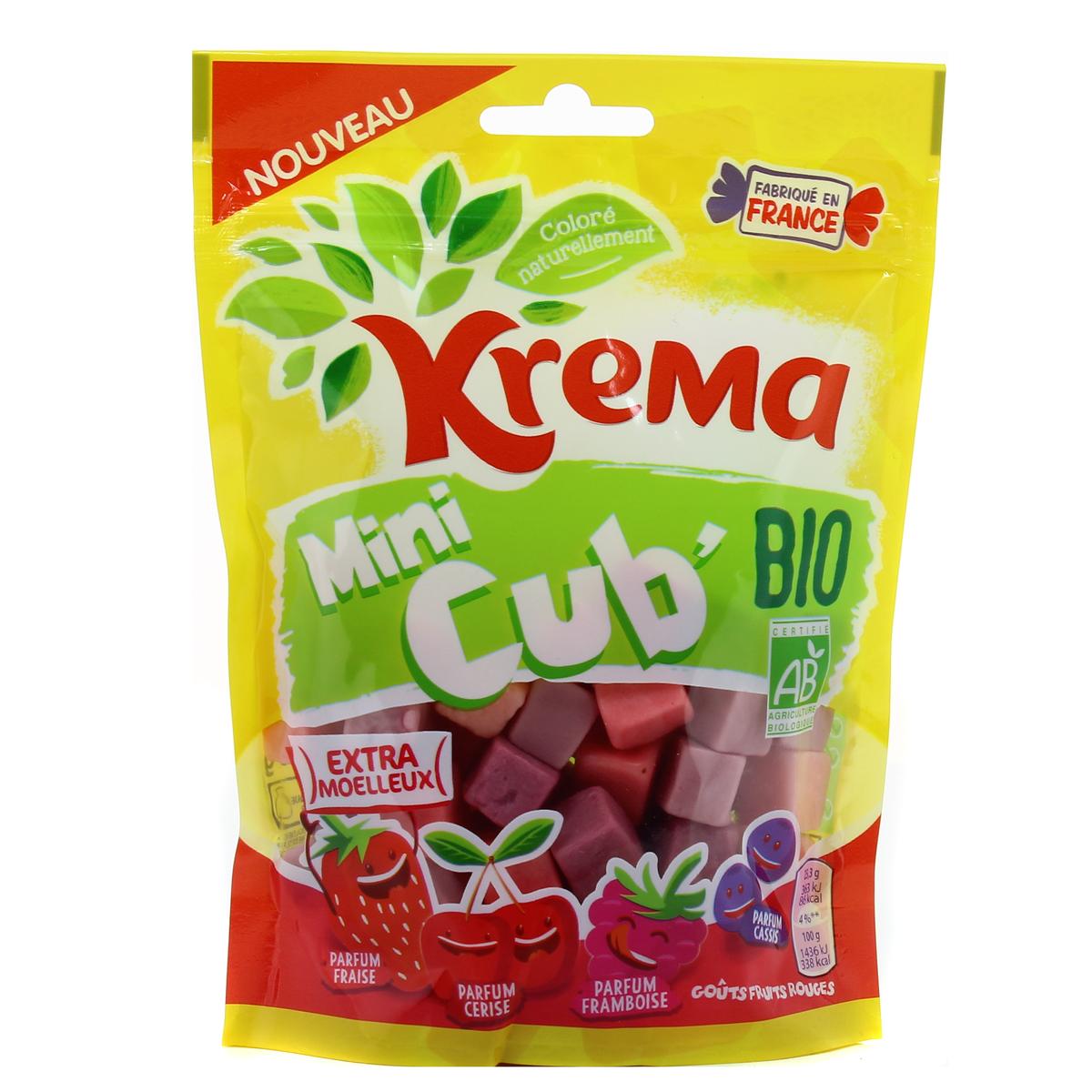 Acheter Krema Bonbons mini cub fruits rouges bio sans gélatine, 130g