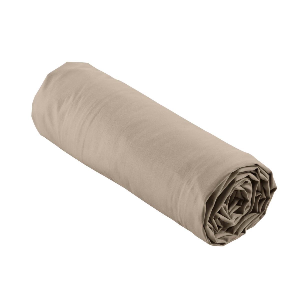 3574386446501 - Douceur D Interieur - Drap housse sable 2 personnes