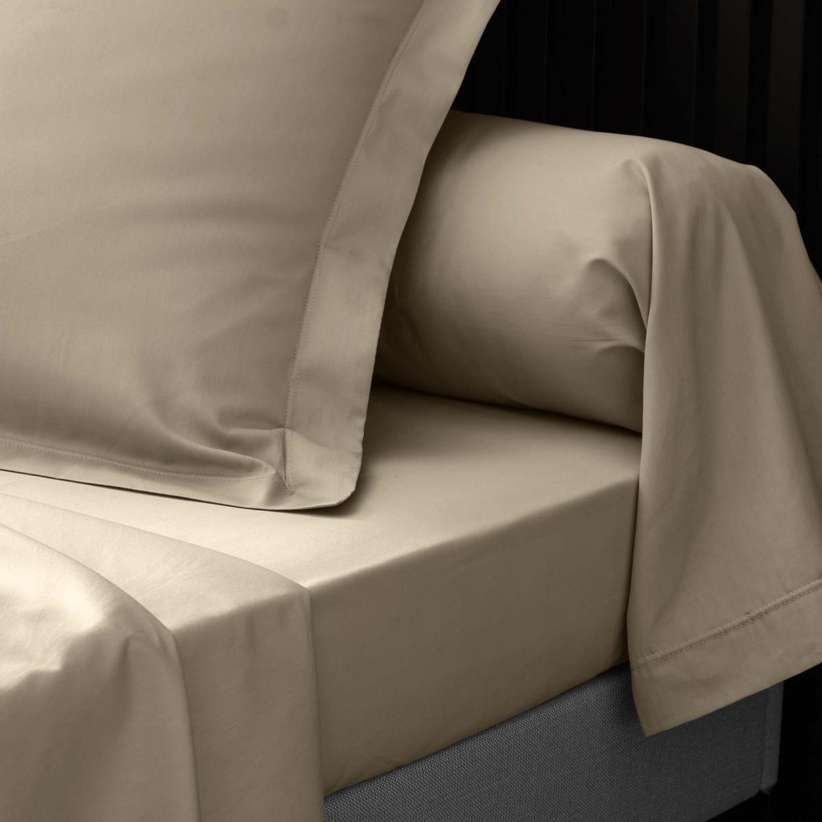 3574386446501 - Douceur D Interieur - Drap housse sable 2 personnes