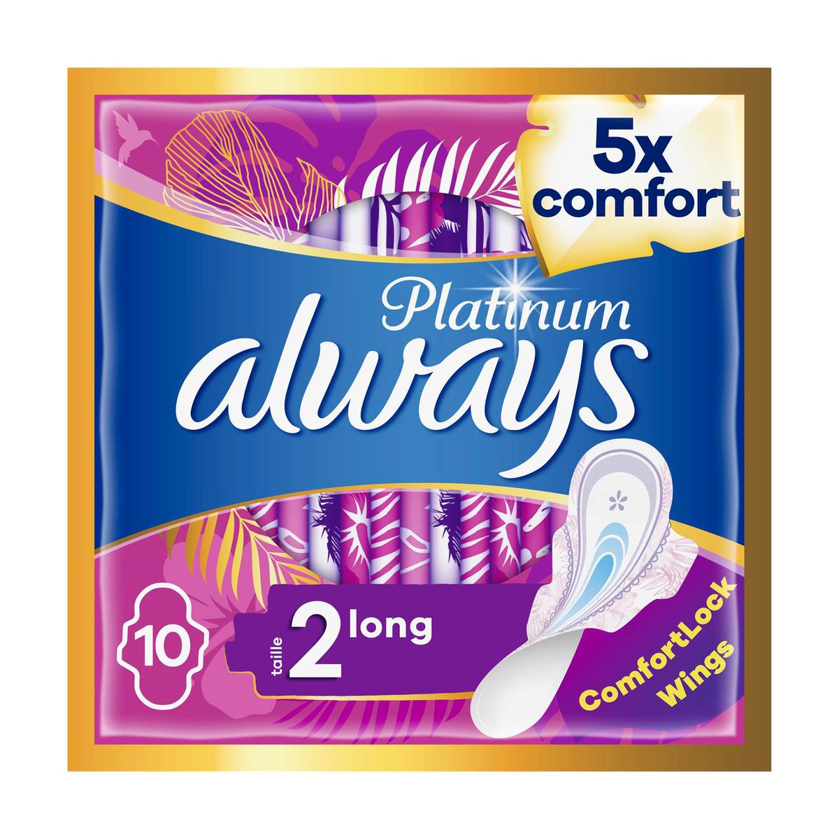 8001090899101 - Always - Serviettes hygiéniques T2 - Ailettes - Always Platinum Long