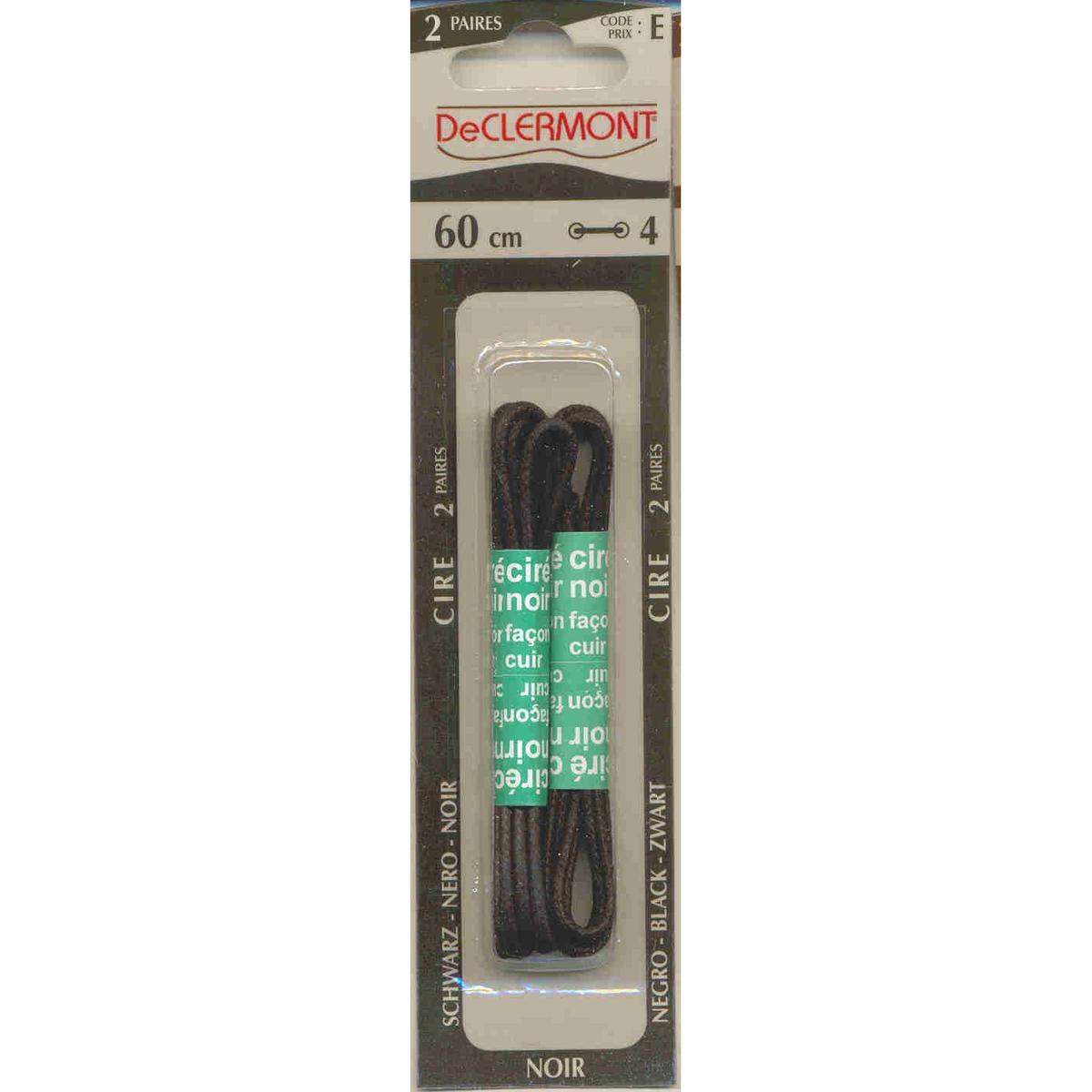 3428071360002 - De Clermont - 2 Paires de lacets rond ciré noir