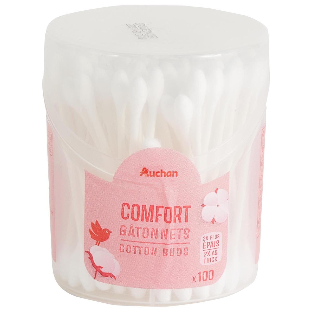 3245678667002 - Auchan - Cotons-tiges confort en boîte avec tiges en papier