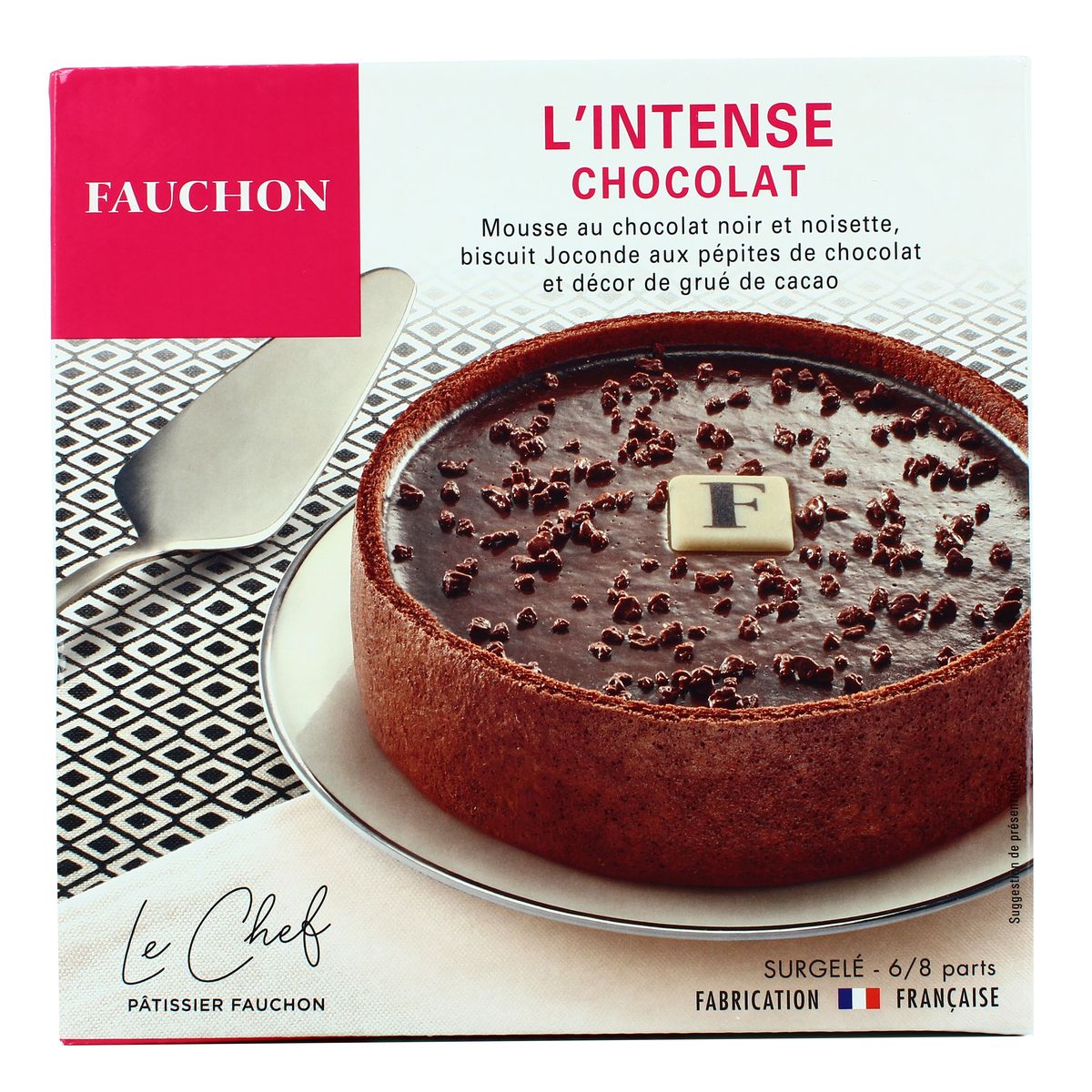 Fauchon Entremets L Intense Chocolat Mousse Au Chocolat Noir Et Noisette Biscuit Joconde Et Decors Gure Cacao 6 8 Parts