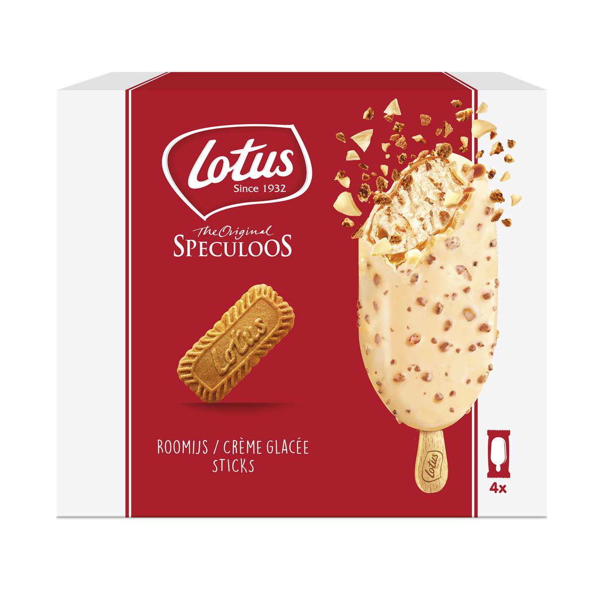 Lotus 4 Batonnets Glaces Chocolat Blanc Et Original Speculoos 4x90ml