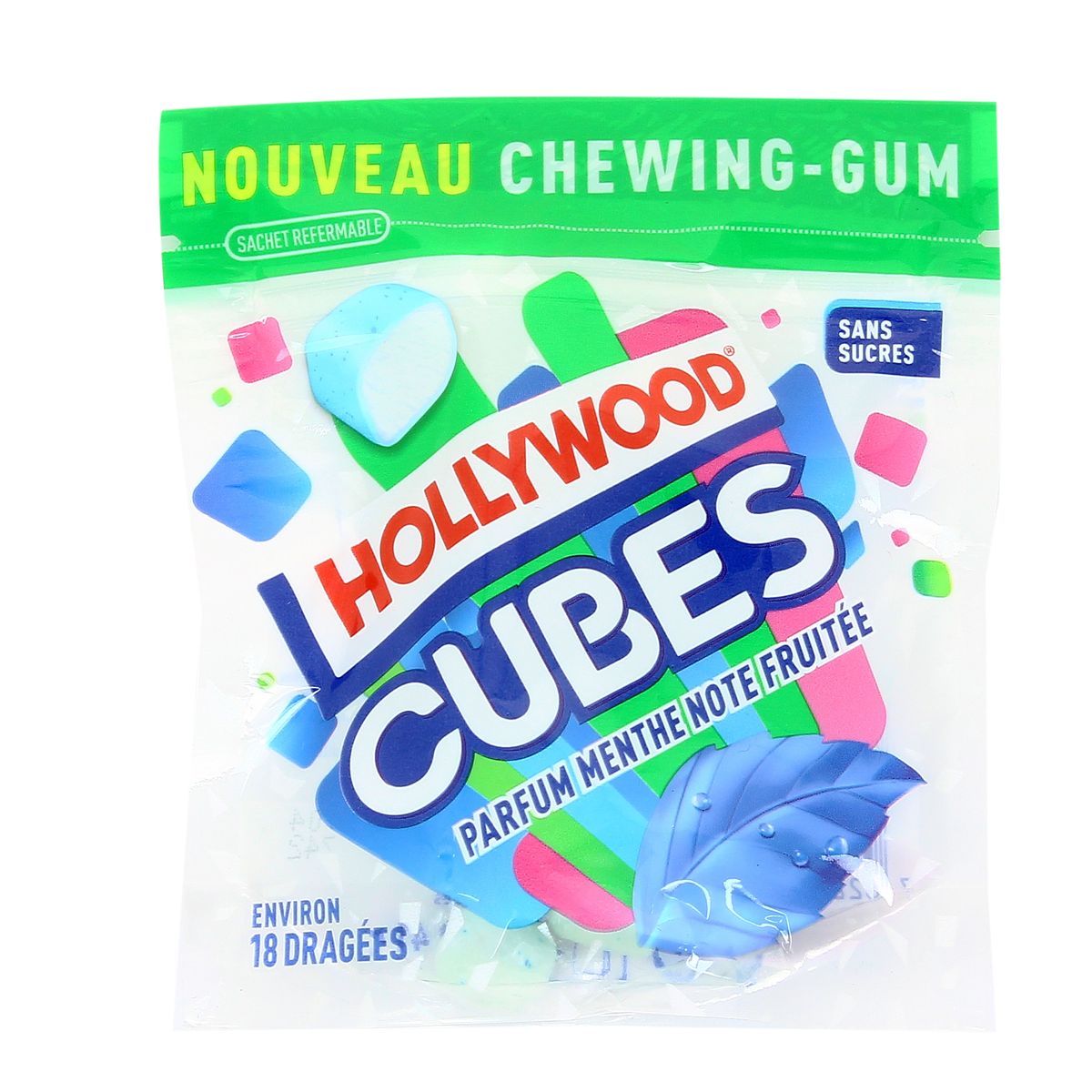7622210977403 - Hollywood - Cubes parfum menthe note fruitée sans sucres