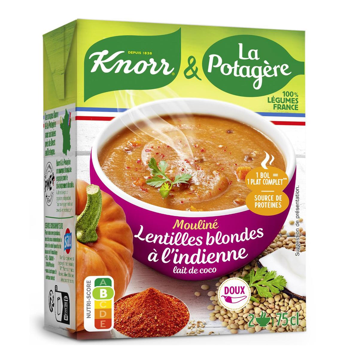 3274935000504 - Knorr & La Potagère - Soupe Velouté aux Lentilles Blondes à l'Indienne Lait de Coco