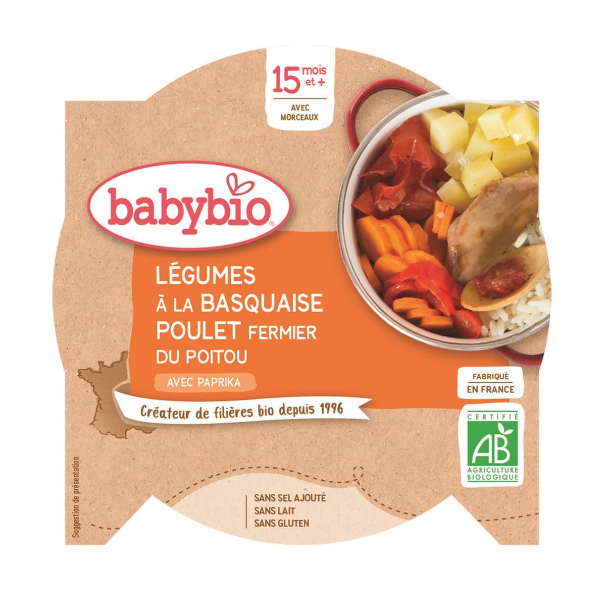 3288131530604 - Babybio - Légumes à la Basquaise, Poulet de nos régions Bio Assiette Bébé Dès 15 mois