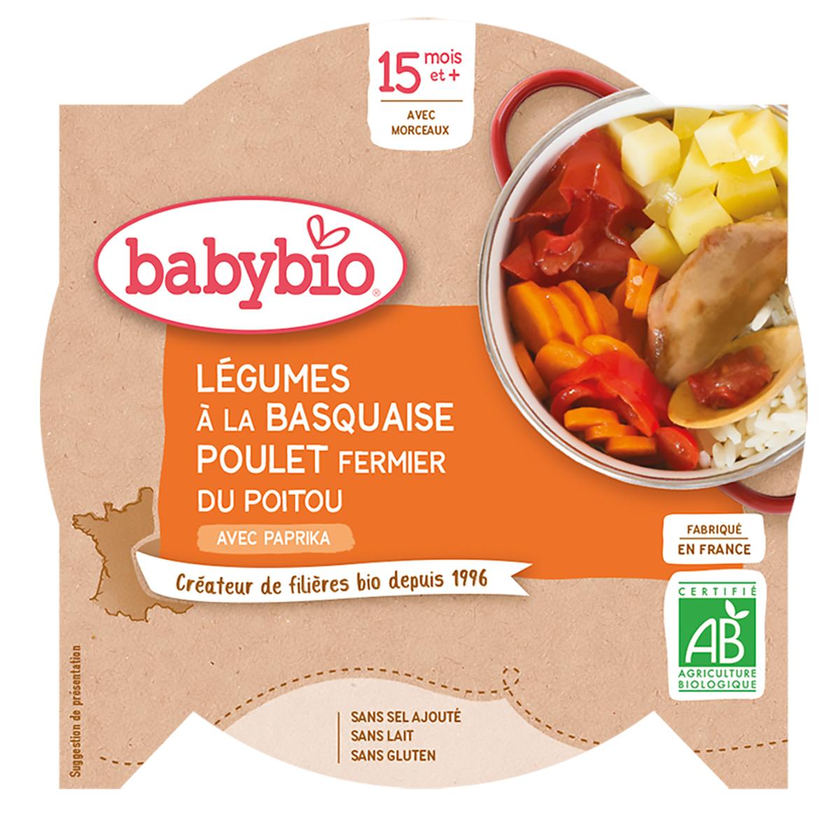 3288131530604 - Babybio - Légumes à la Basquaise, Poulet de nos régions Bio Assiette Bébé Dès 15 mois