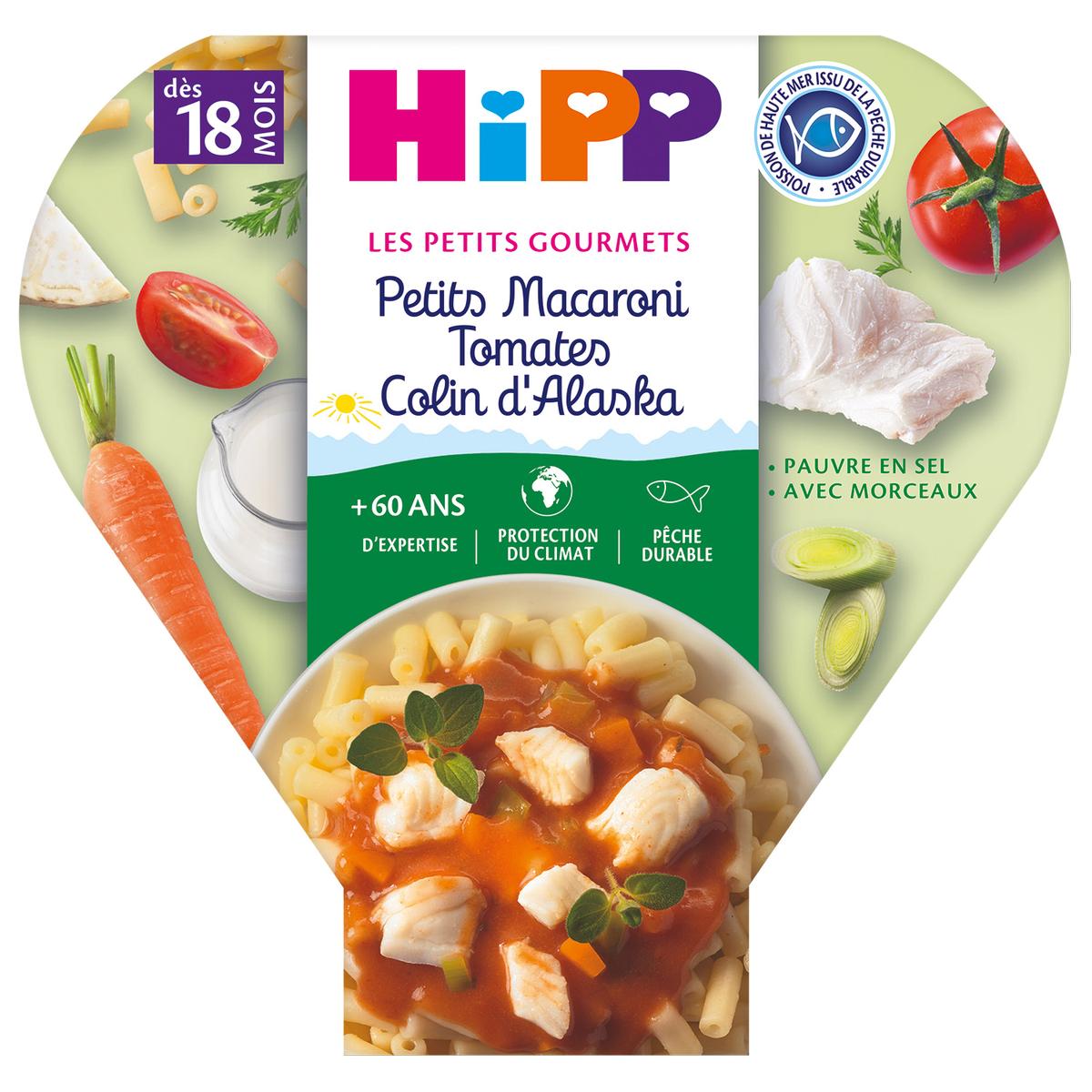 4062300163904 - Hipp - Les Petits Gourmets - Petits Macaroni, Tomates, Colin d'Alaska Bio Assiette Bébé Dès 18 mois