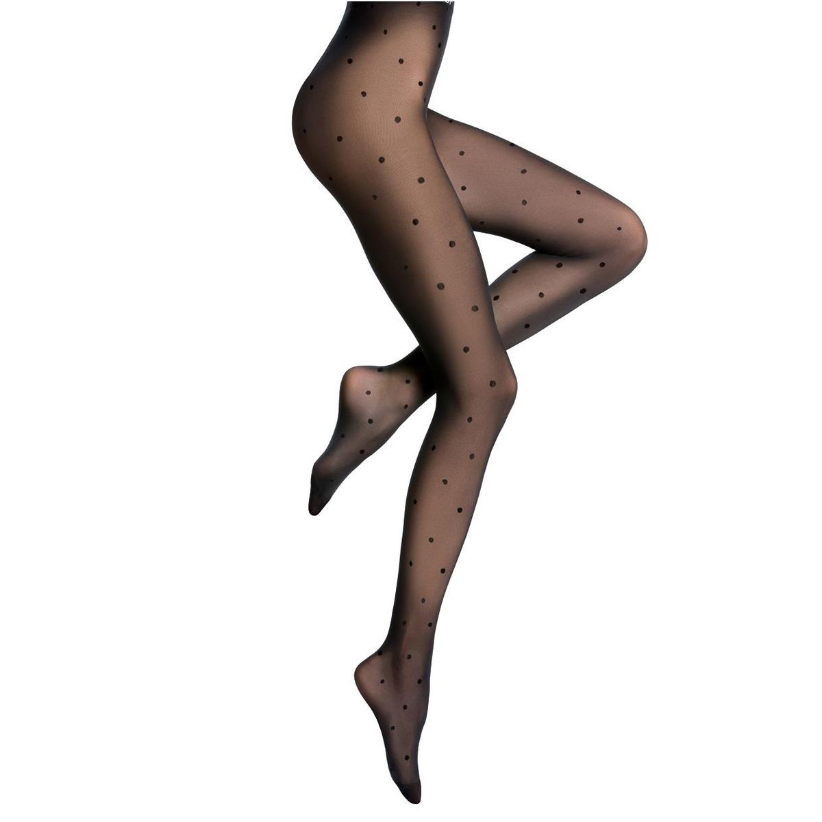 3501356284504 - Bleuforêt - Collant semi opaque Plumetis Noir 30D