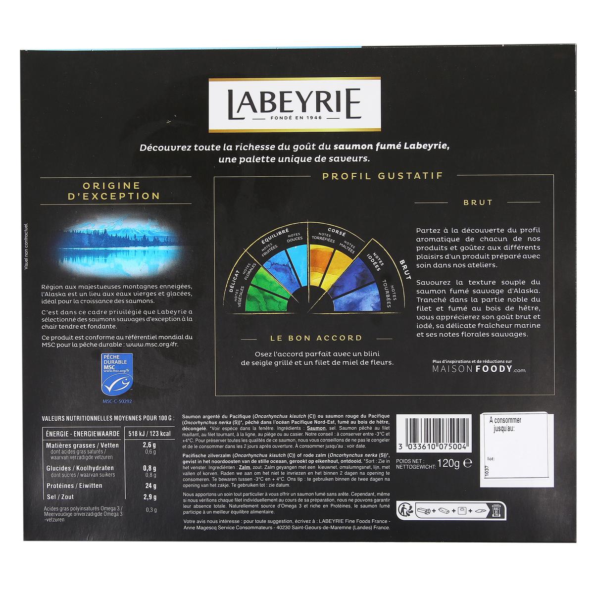 3033610075004 - Labeyrie - Saumon Fumé Sauvage d'Alaska Grandes Origines