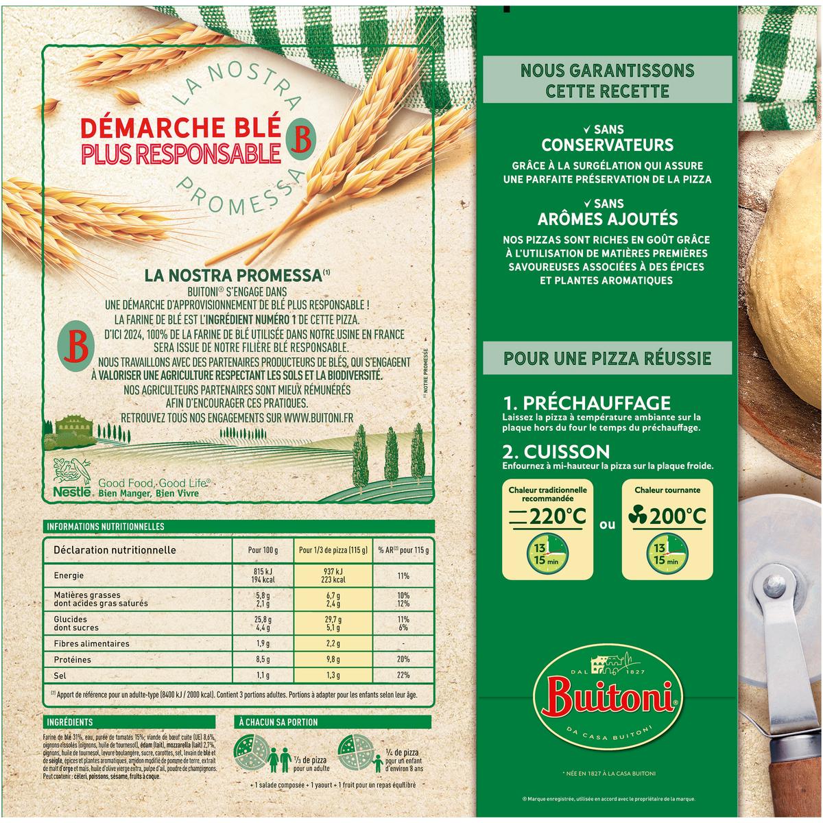7613039967904 - Buitoni Four à pierre - Pizza bolognaise Viande de boeuf cuisinée tomates fromage