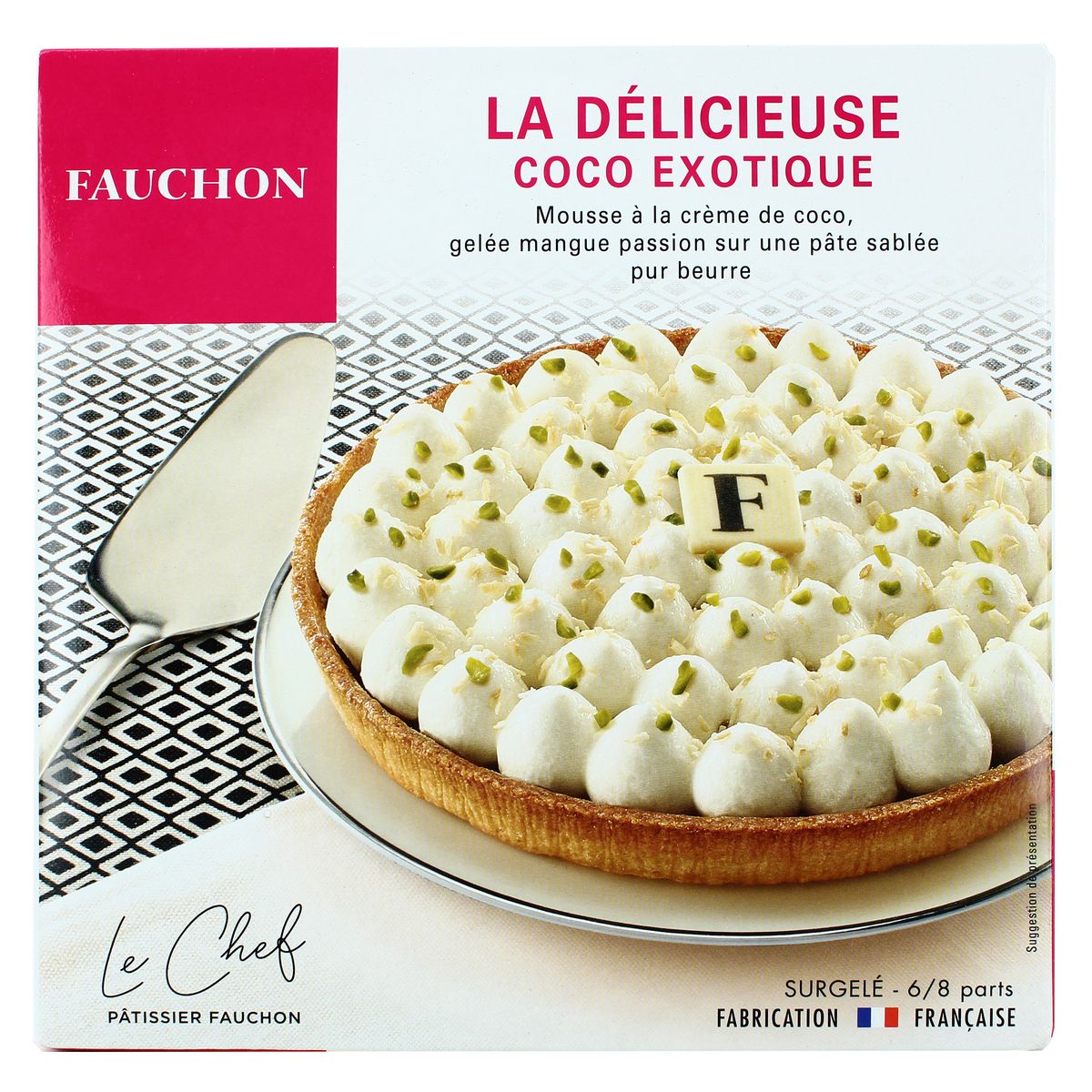 Fauchon Entremets La Delicieuse Coco Exotique Mousse Genereuse Gelee Mangue Passion Sur Pate Pur Beurre 6 8 Parts