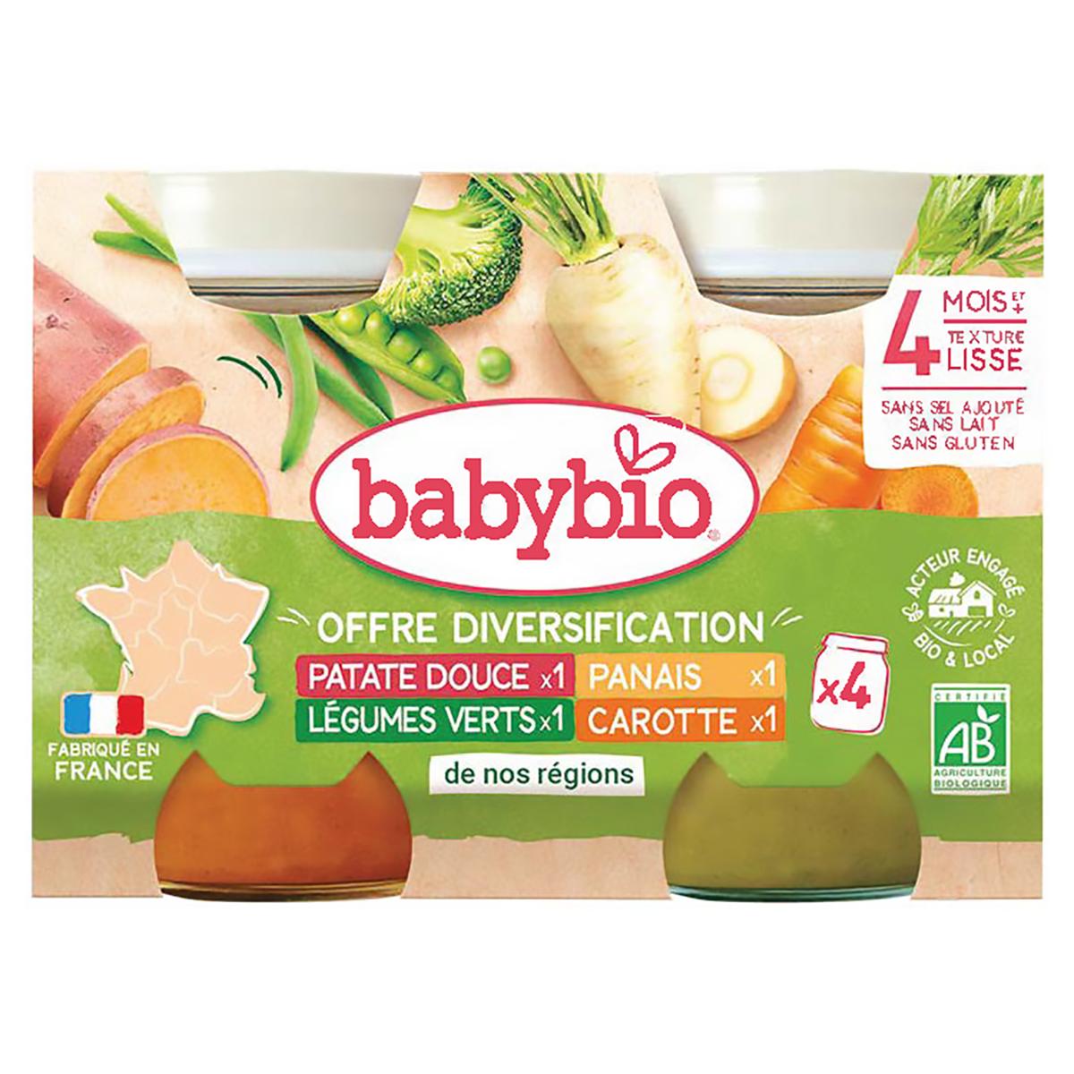 3288131511405 - Babybio - Légumes Offre Diversification 4 Variétés Bio Pots Bébé Dès 4 mois 