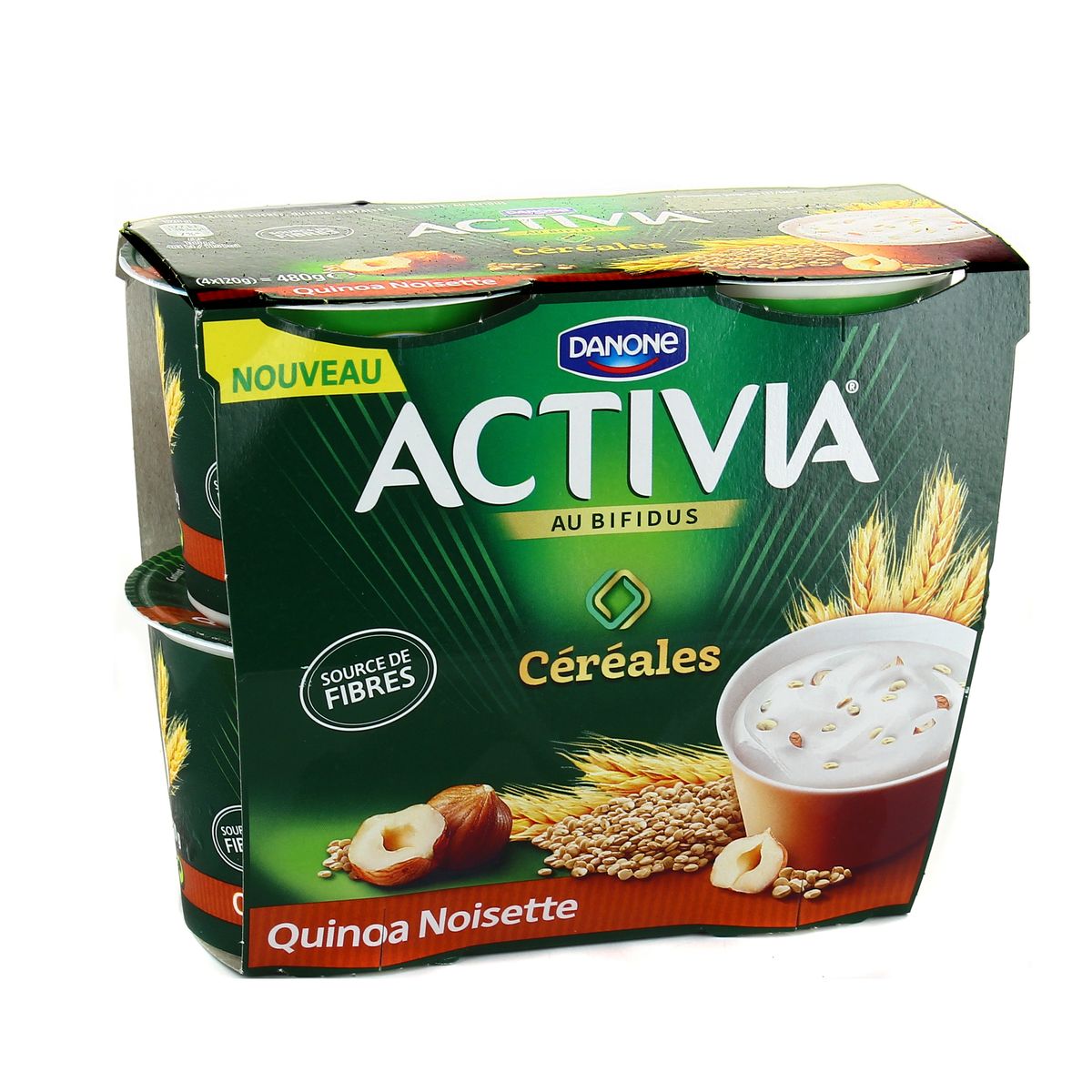 Activia Yaourt céréales Quinoa Noisette, 4x120G houra.fr