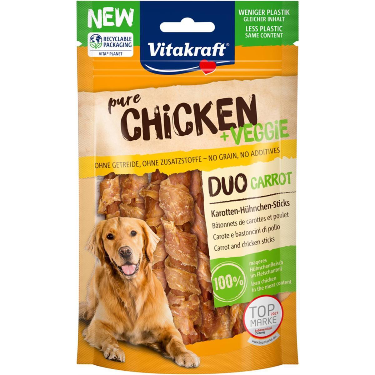 4008239585905 - Vitakraft Pure - Chicken + Veggie Carottes - Friandise Récompense pour Chien