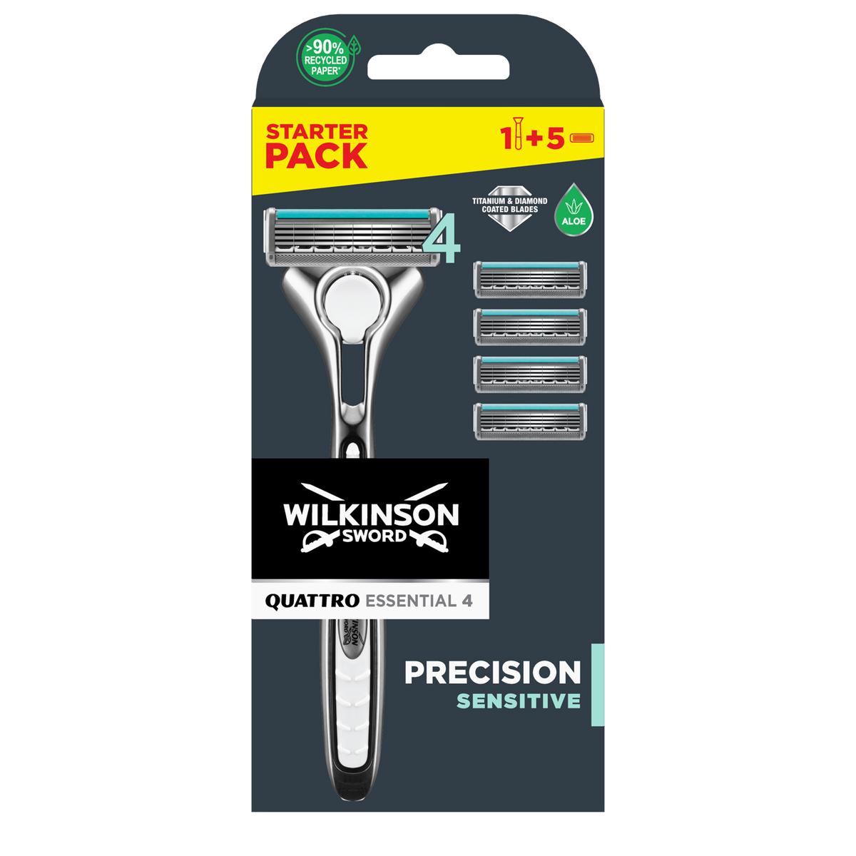 4027800299805 - Wilkinson - Rasoir Homme Précision Sensitive Quattro Essential 4