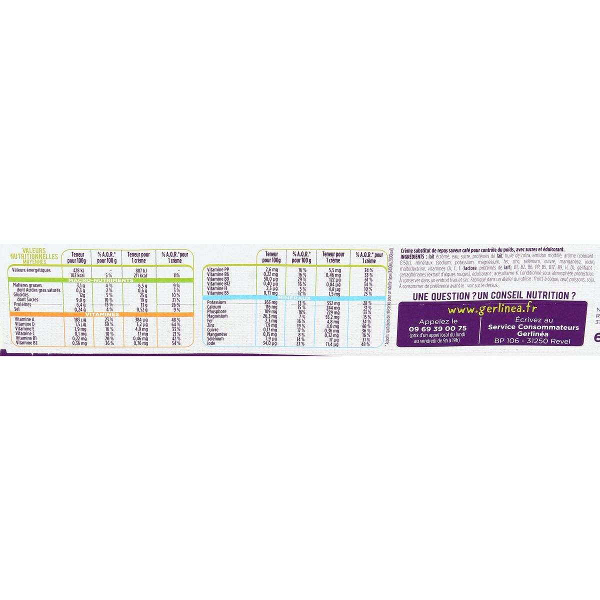 3175681780606 - Gerlinéa - 3 Coupelles crème saveur café -43% de sucres en moins