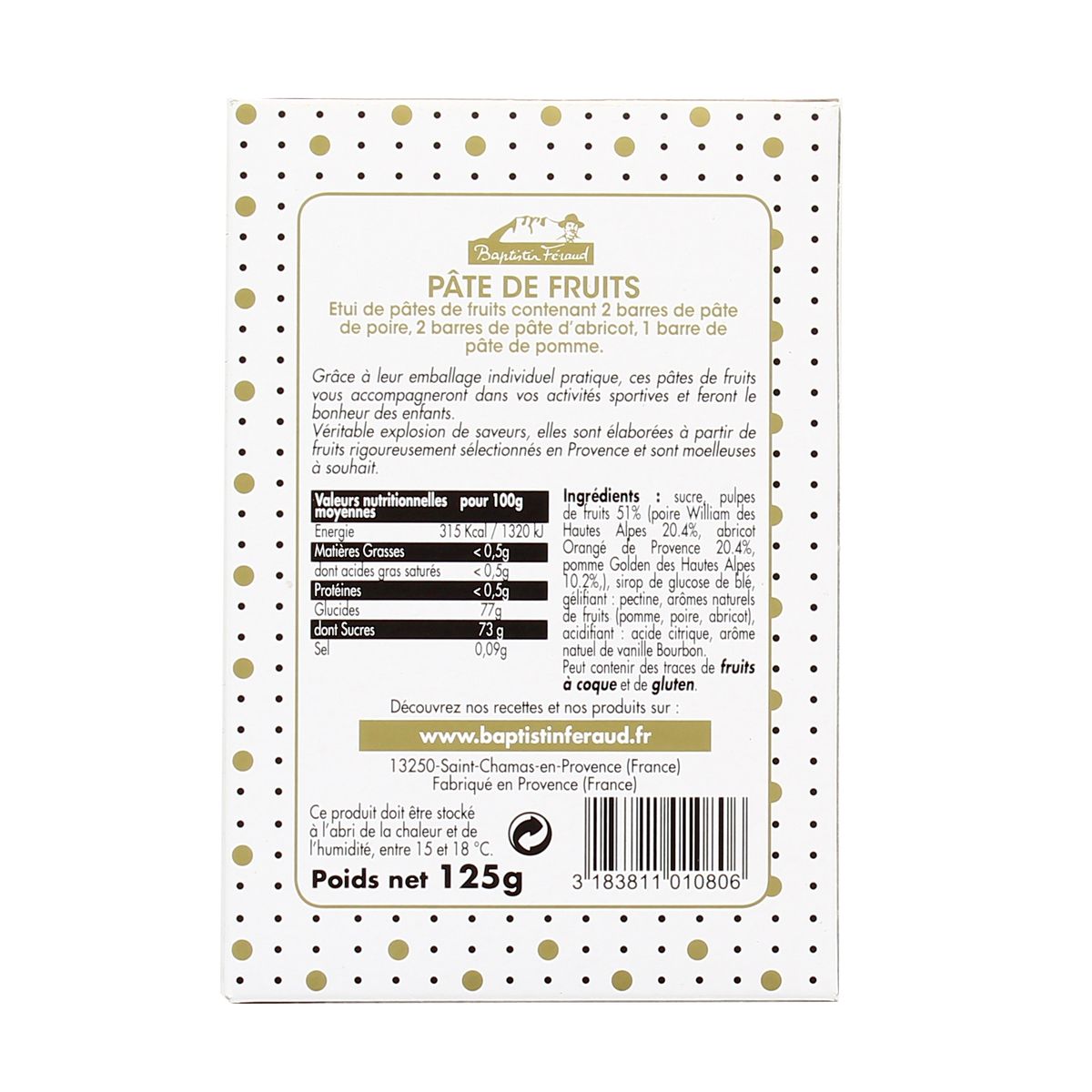 3183811010806 - Marius, L'Épicerie Inspirée - 5 Pâtes de fruits poire/abricot/pomme de Provence