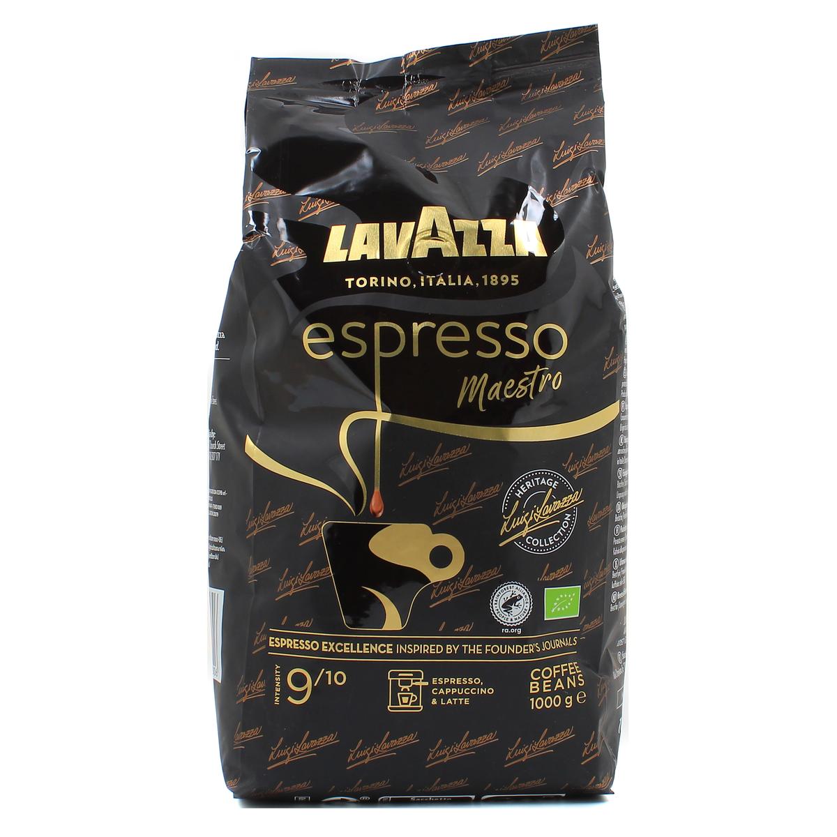 Lavazza, Espresso Maestro, Café En Grains, Avec Notes Aromatiques De Fruits  Secs Et De Chocolat, 100% Biologique Et Certifié Rainforest Alliance