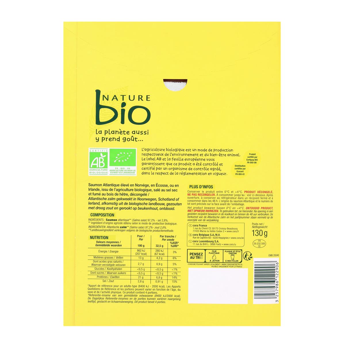 3257986122906 - Nature Bio - Saumon fumé Bio, 130g