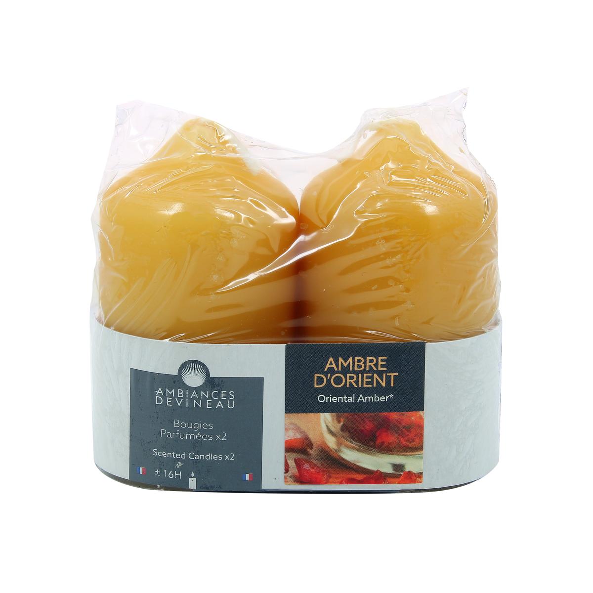 3482356614624 - Ambiances Devineau - 2 bougies cylindrique Ambre d'Orient