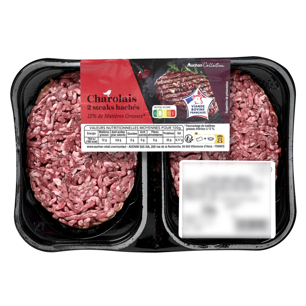 3254568014406 - Auchan Collection - Steaks Hachés Charolais 12%mg