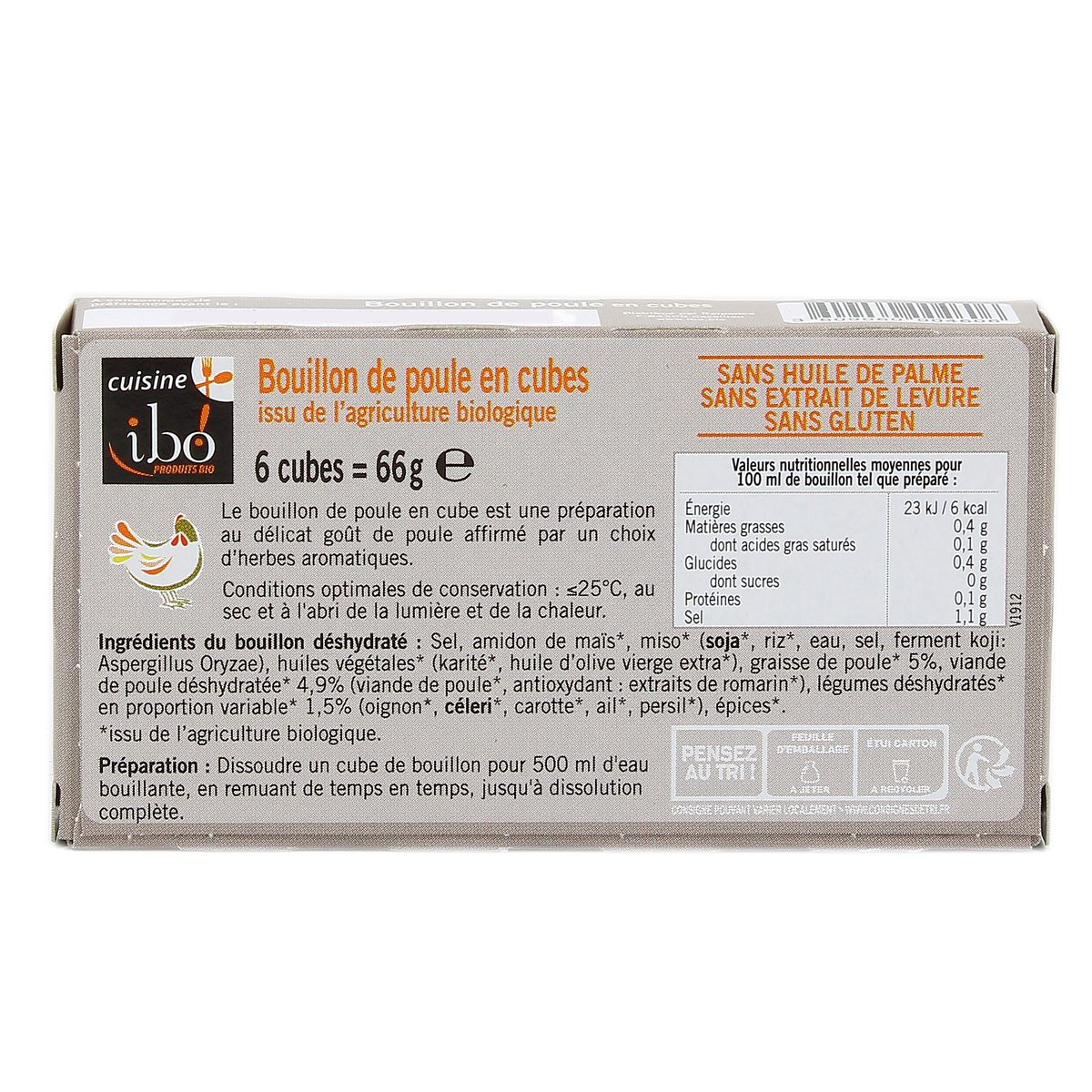 3609060004606 - Ibo - Bouillon de poule en cube bio