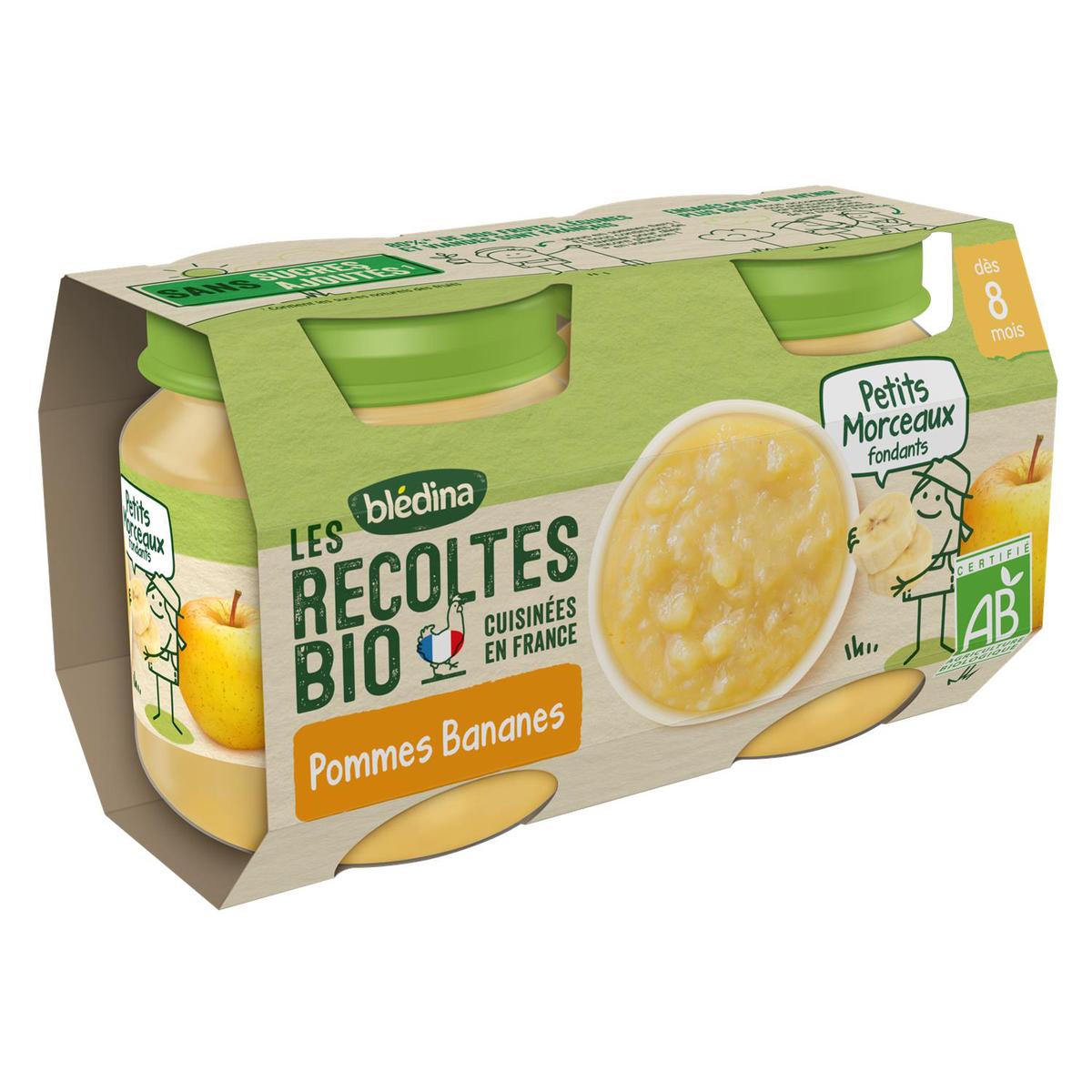Blédina - Les Récoltes Bio Pommes, Bananes Bio Pot Bébé Dès 8 mois