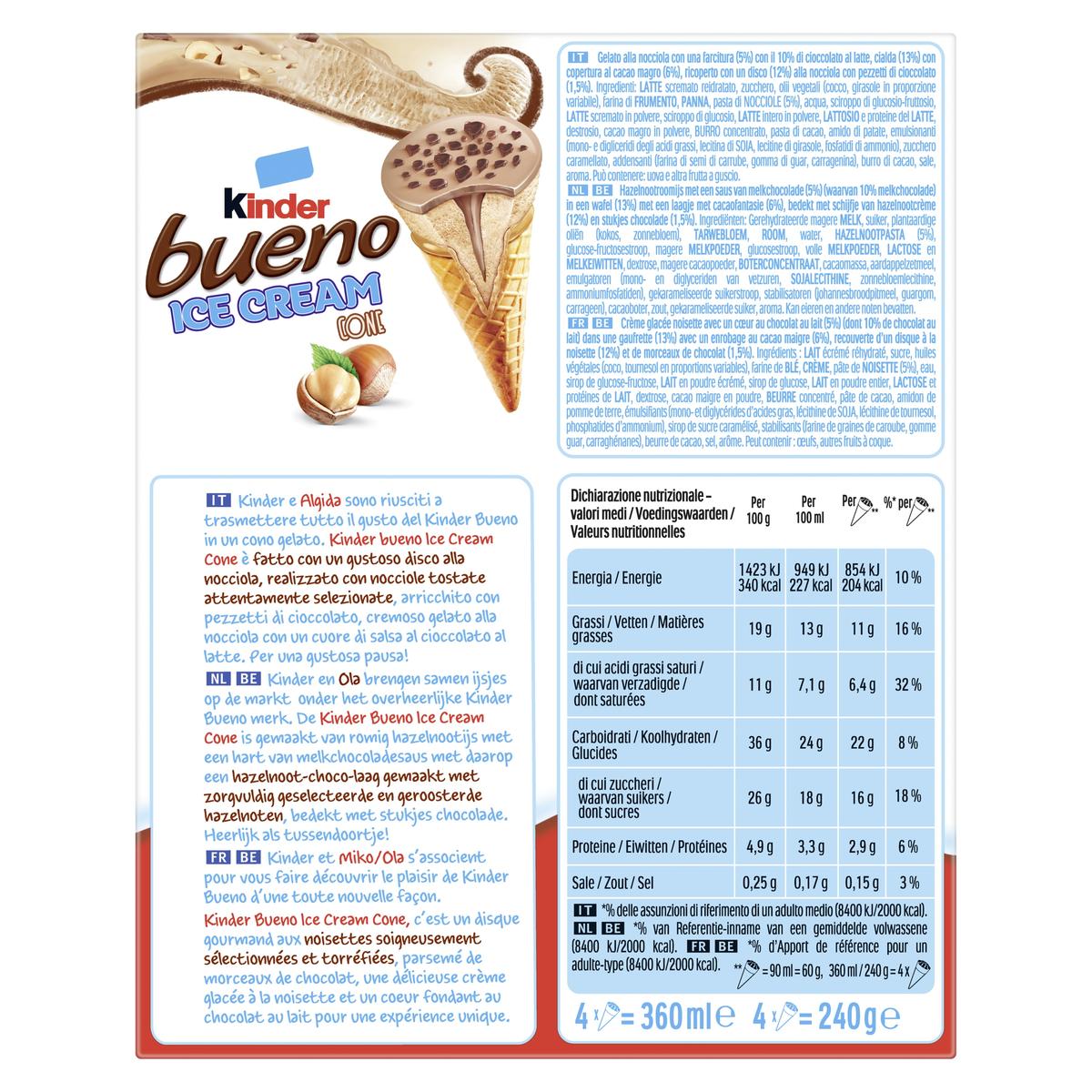 8714100896006 - Kinder - 4 Cônes Ice Cream Bueno 4x90ml